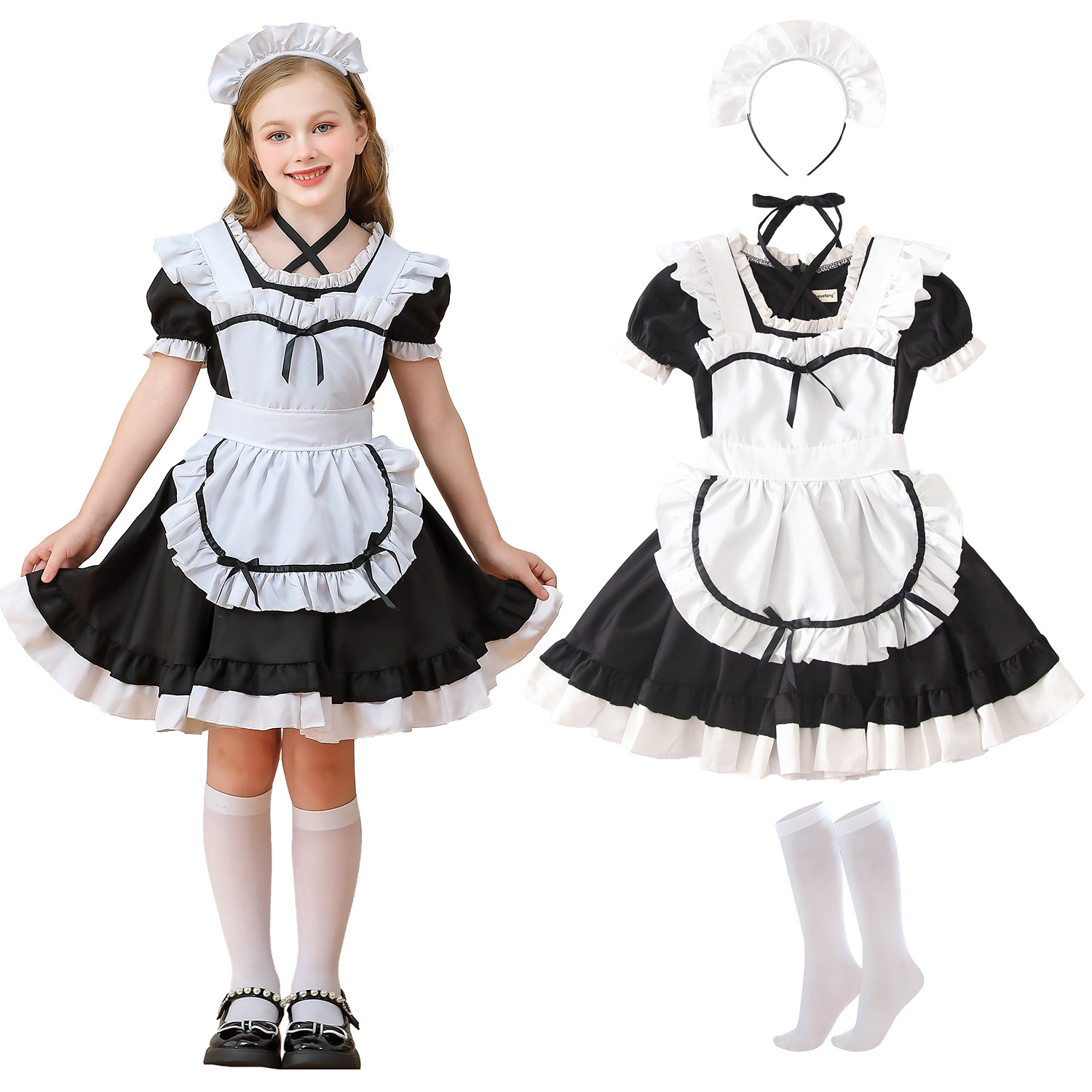 Anime Cosplay Simple - Strój pokojówki cosplay Lolita dla dziewczynek,