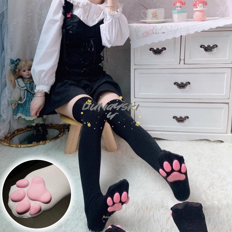 Cosplay Anime Basic - Damskie skarpetki z łapkami, długie podkolanówki,